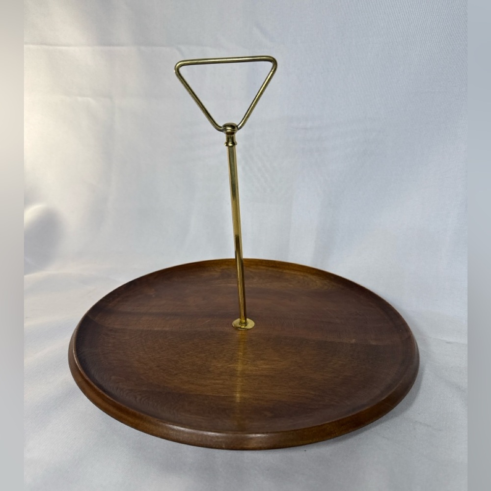 Wood Serving Tray with Removable Brass Handle | Vintage Style